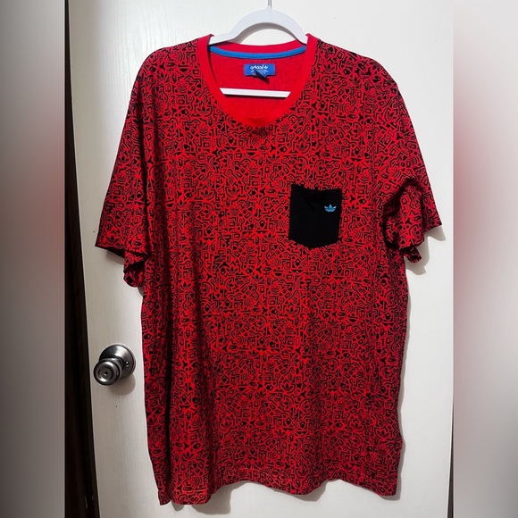 adidas Red and Black Short Sleeve Tee 2XL - Picture 2 of 7